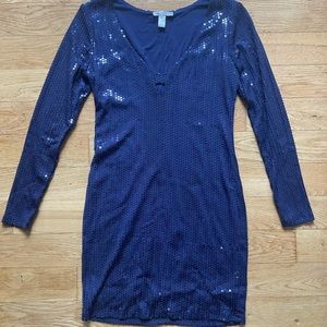 Bloomingdale’s Aqua sequin cocktail dress